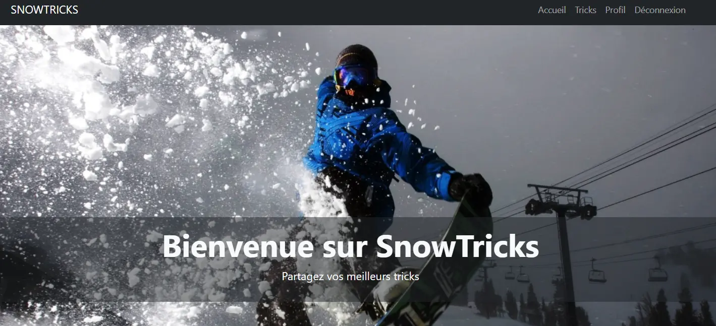 Application communautaire Snowtricks développée en Symfony